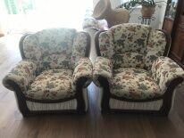 komplet wypoczynkowy w kwiaty kanapa plus dwa fotele