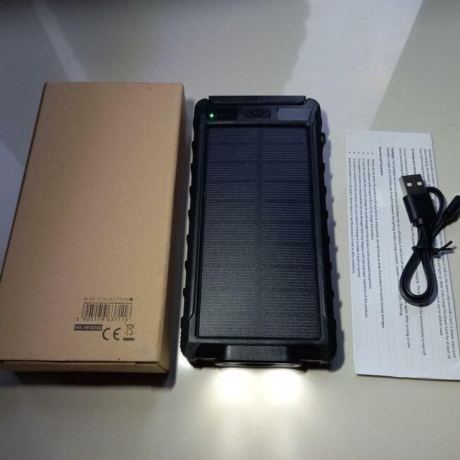 POWERBANK 10000mAh panel solarny kompas latarka