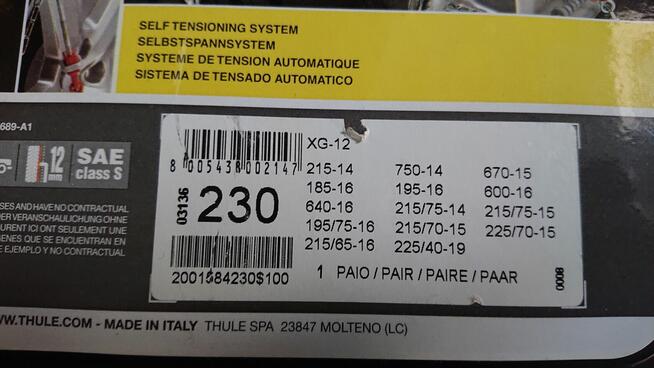 Łańcuchy na koła THULE XG-12 Made In Italia 230