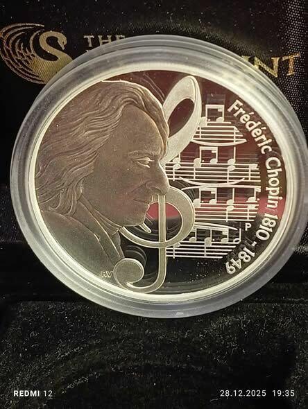 5000 szt !!! DOLLAR 2010 WIELCY KOMPOZYTORZY CHOPIN 1 oz Ag