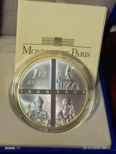 15 000 szt ! Francja: Lourdes 150e Anniversaire 1,5 Euro