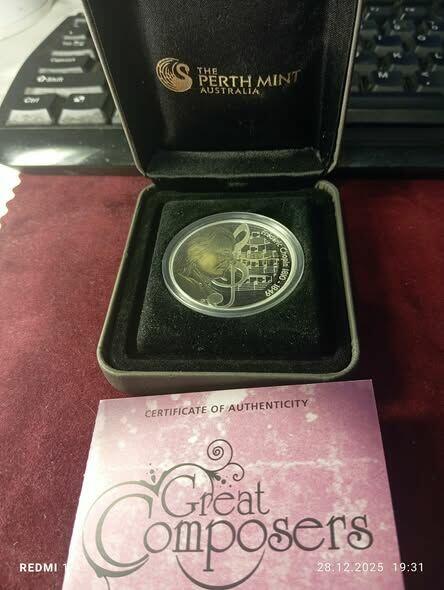 5000 szt !!! DOLLAR 2010 WIELCY KOMPOZYTORZY CHOPIN 1 oz Ag