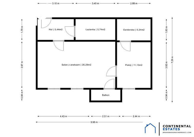 Boguszyce | 53,84 m² | garderoba | balkon | garaż