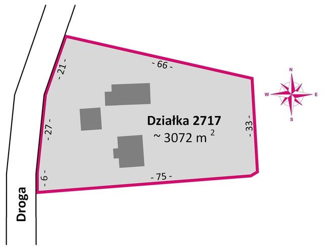 Duża działka 31a z domem i zabudowaniami –Pruchni