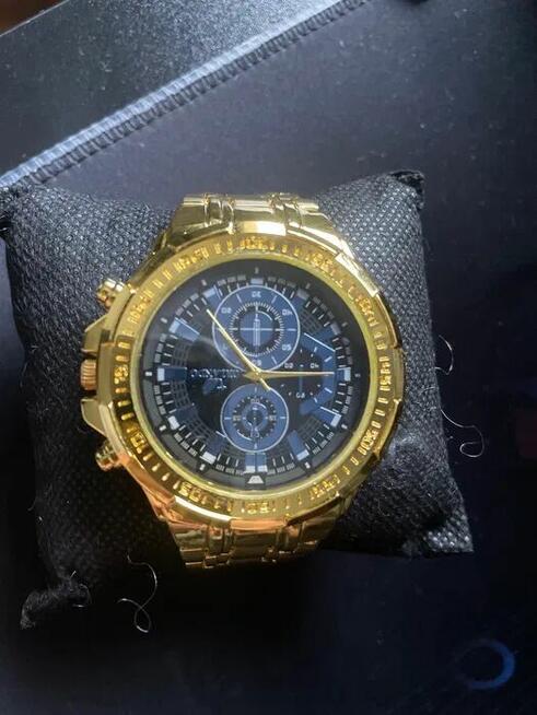 Zegarek stainless steel back Elegancki złoty, metalowa brans