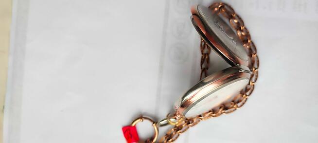 Zegarek kieszonkowy srebrny ZENITHz dewizką sprawny