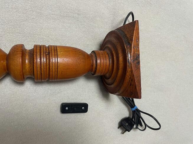 Stara lampa PRL drewniana 50 cm