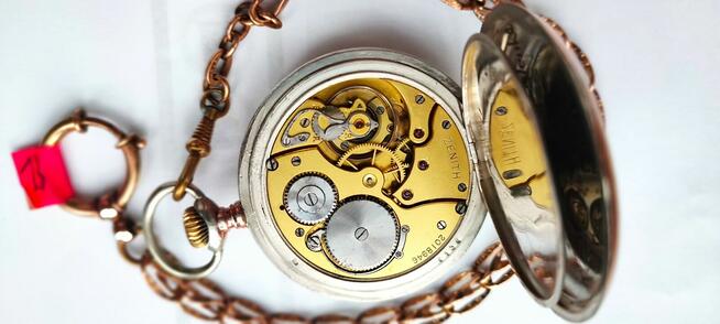 Zegarek kieszonkowy srebrny ZENITHz dewizką sprawny