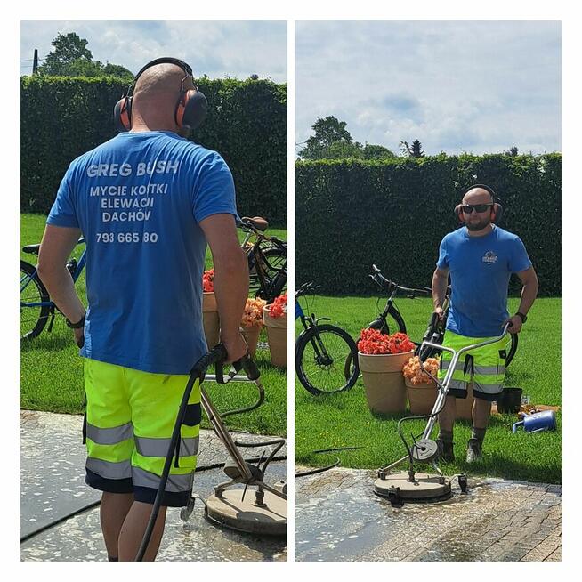 Mycie kostki brukowej elewacji dachów