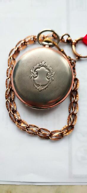 Zegarek kieszonkowy srebrny ZENITHz dewizką sprawny