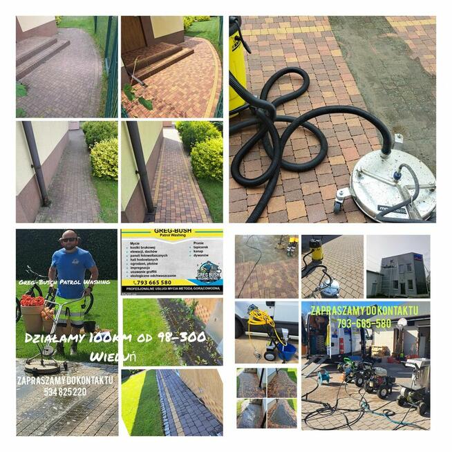 Mycie kostki brukowej elewacji dachów