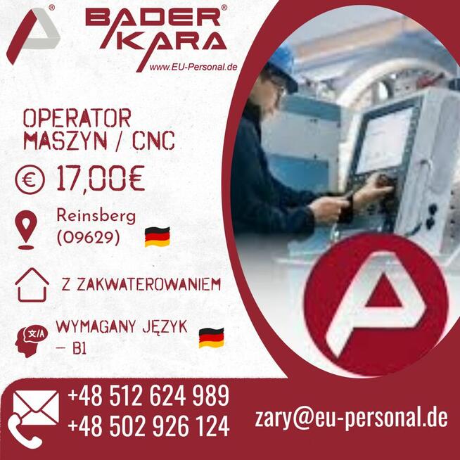 Operotor maszyn CNC w Niemczech z zakwaterowaniem