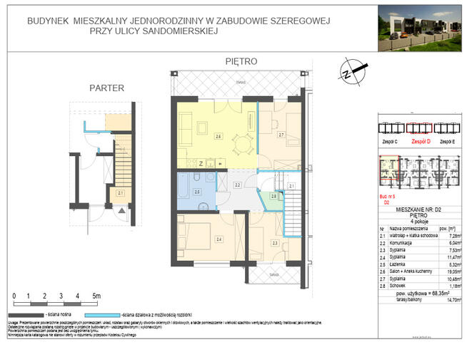 Apartament 68,35 m2 > ul Sandomierska > kameralnie