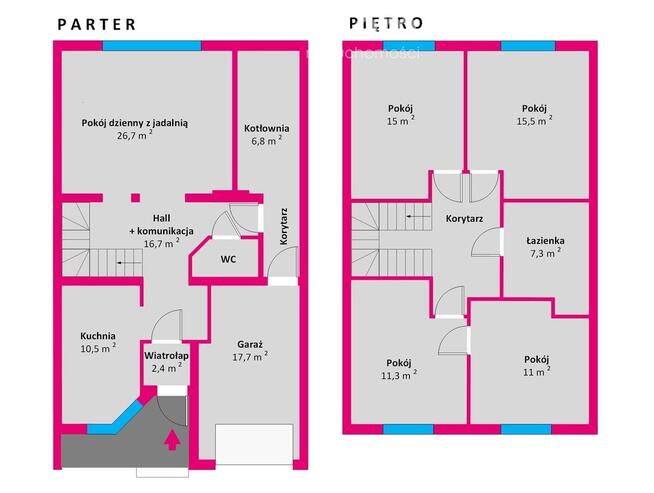 Dom szeregowy 5 pokoi, fotowoltaika Zalesie