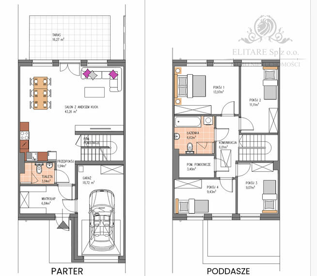 Piękny dom w zabudowie bliźniaczej z garażem i ogrodem/Siechnice