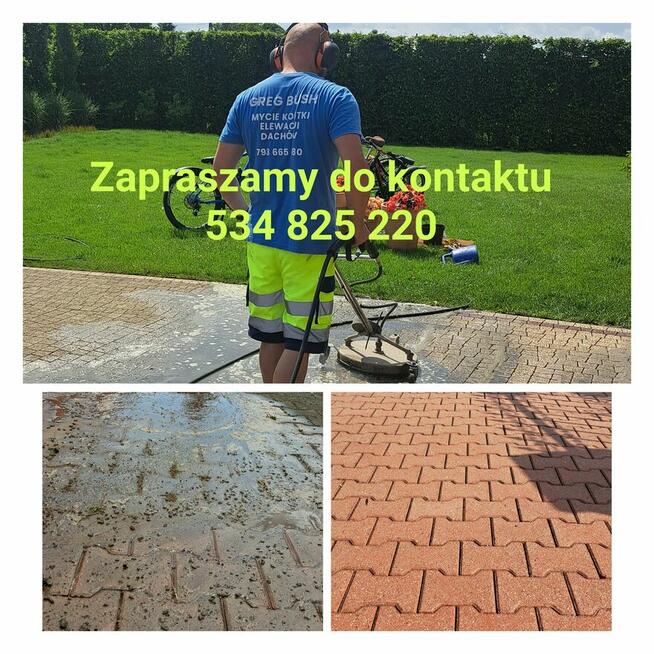 Mycie kostki brukowej elewacji dachów