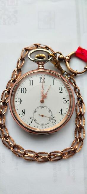 Zegarek kieszonkowy srebrny ZENITHz dewizką sprawny