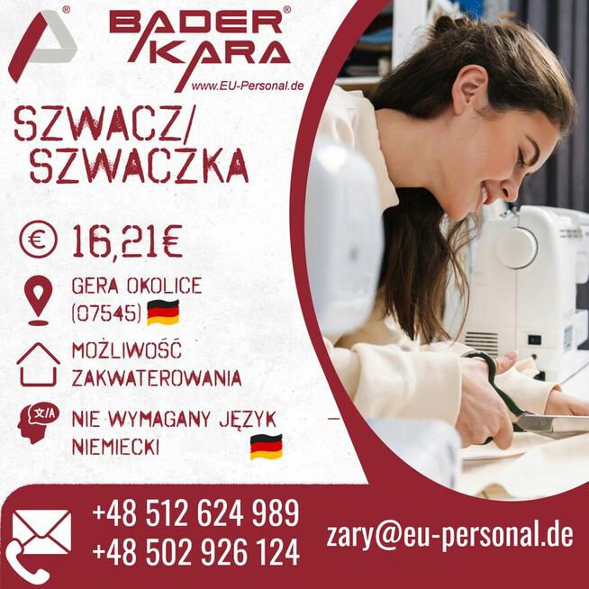 praca dla szwaczki/szwacza w niemczech bez wymaganego jezyka