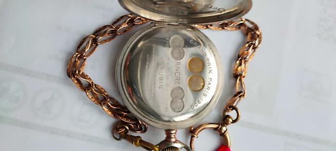 Zegarek kieszonkowy srebrny ZENITHz dewizką sprawny