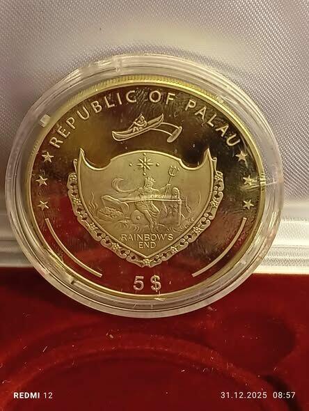 TLKO 2500szt Palau – 2007 – 5 dolarów – Krokodyl słonowodny