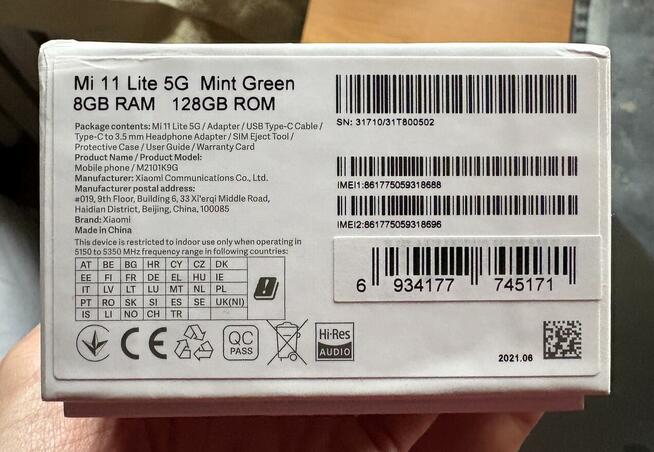 Xiaomi 11 Lite 5G. 8 GB Ram. 128 Gb pamięci (Ładowarka USB-C