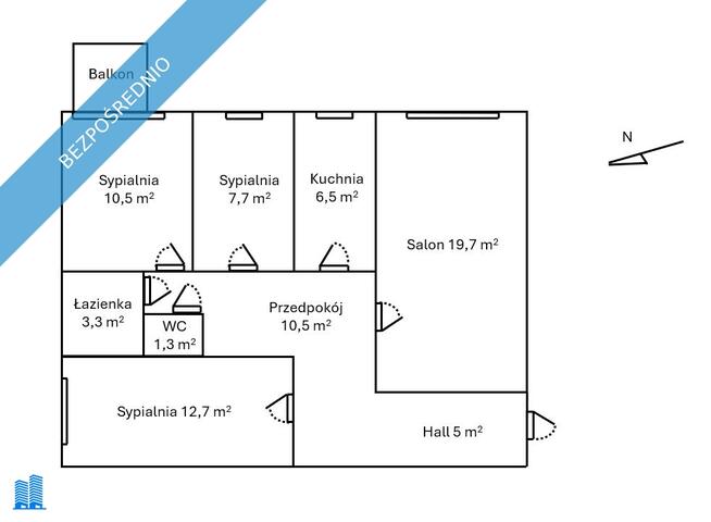 Do wynajęcia mieszkanie 4 pokojowe 77 m2 ul. Łukowa, Służew nad Dolinką, Mokotów, Warszawa.