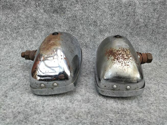 Stare zabytkowe żółte halogeny chrom J.Klein Kraków oldtimer