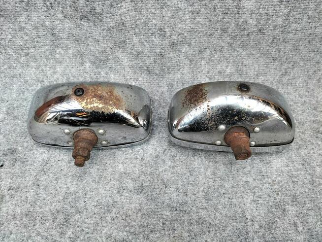 Stare zabytkowe żółte halogeny chrom J.Klein Kraków oldtimer