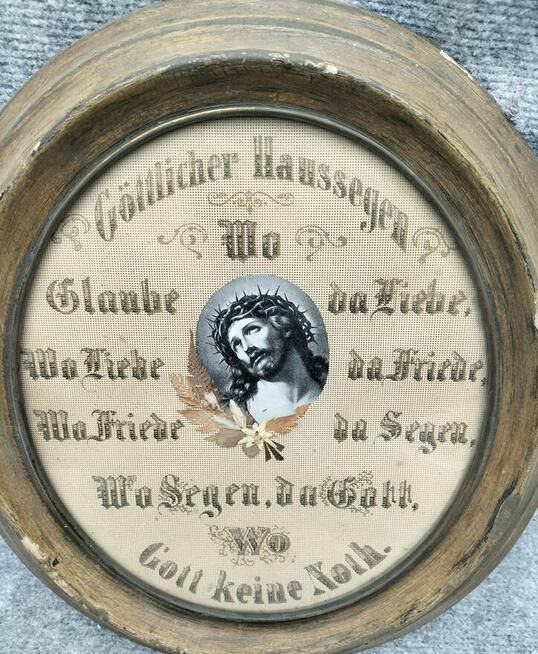 Stary niemiecki obraz Błogosławieństwo domu