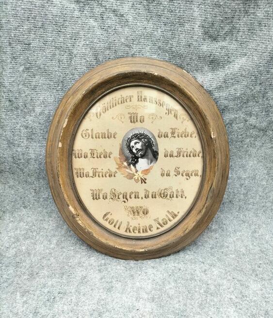 Stary niemiecki obraz Błogosławieństwo domu