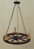 Lampa drewniana żyrandol z koła wozu świeczki - 3