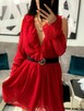 Lulu czerwona sukienka kopertowa z falbankami smlfashion - 5