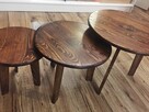 DREWNIANY STOLIK, 3 szt, komplet, kawowe, 0191 - 8