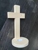DREWNIANY krzyż ze świeczką, świecznik, 0317 - 6