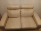 Sofa kremowa tapicerowana ekoskora plus fotelik - 2