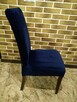 6 krzeseł tapicerowanych welur granat drewniane nogi - 6