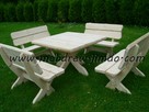 stół drewniany 150cm/150cm +4 ławki - 6