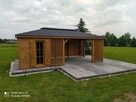 Drewniana altana i domek - konstrukcja ogrodowa 2w1 z oknami - 4