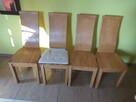 Stół dębowy ze szklanym blatem plus 4 krzesła solidny, por - 4