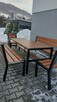Zestaw loftowy stół ogrodowy drewniany 2 ławki 2 fotele - 4