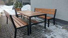 Zestaw loftowy stół ogrodowy drewniany 2 ławki 2 fotele - 5