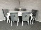 Krzesło tapicerowane szare pikowane z kołatką - Producent - 2