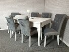 Krzesło tapicerowane szare pikowane z kołatką - Producent - 3
