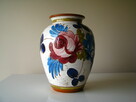 Ceramiczny wazon rękodzieło z motywem kwiatów 21 cm retro - 2