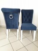 Krzesło tapicerowane pikowane z kołatką szare Producent Nowe - 4