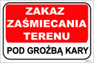 TABLICZKA ZNAK - ZAKAZ WYSYPYWANIA ŚMIECI - 5