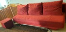 Czerwona sofa z funkcją spania + puf tapicerowany - 3