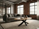 Unikalny stolik kawowy blat dębowy Handmade stalowe nogi - 10