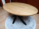 Unikalny stolik kawowy blat dębowy Handmade stalowe nogi - 7