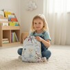 Plecak Worek Bawełniany dla dzieci 35x45 - Kolorowe Kwiaty i Liście - 5